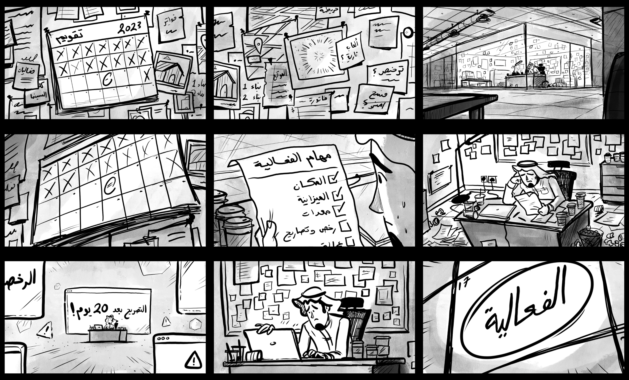Storyboard sample — event planning sequence