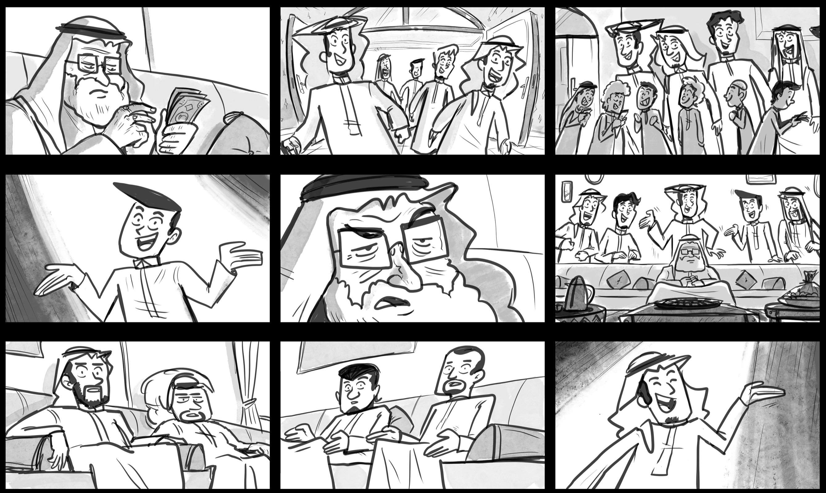 Storyboard sample — character dialogue sequence